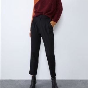 High waisted menswear pants in black